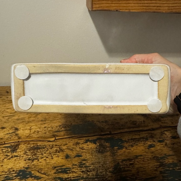 White Ceramic Vase with Geometric Design - Picture 6 of 7